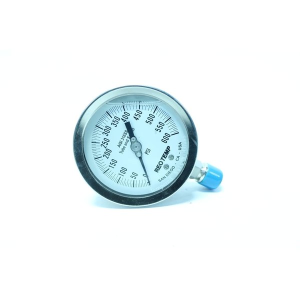 Reotemp Stainless 4In 12In 0600Psi Npt Pressure Gauge PR40S1A2P23GT